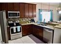 Modern kitchen with stainless steel appliances and granite countertops at 468 Andalusia Loop, Davenport, FL 33837