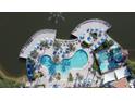 Expansive resort-style pool with a waterslide, surrounded by palm trees and lounge chairs at 2627 Bugatti Ct, Kissimmee, FL 34746