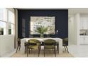 Modern dining room with a white table and olive green chairs at 178 Puma Loop, Groveland, FL 34736