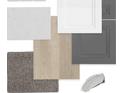 Color scheme for flooring, cabinets, and countertops at 3062 Bootlace Way, St Cloud, FL 34771