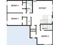 Second floor plan with 3 bedrooms, 2 bathrooms, and a retreat area at 6086 Sacred Oak Ave, Mount Dora, FL 32757