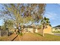 House with a large yard and a tan exterior at 619 N Delmonte Ct, Kissimmee, FL 34758