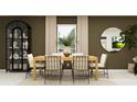 Modern dining room with large wooden table, six chairs, and dark green accent wall at 862 Hour Glass Rd, Lakeland, FL 33801