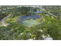 Aerial view of a neighborhood with a large pond in the center at 288 Silverstone Dr, Orange City, FL 32763