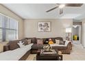 Cozy living room featuring a sectional sofa, decorative pillows, and a coffee table at 114 Palm Dr, Daytona Beach, FL 32117