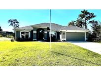 One-story home with gray exterior and landscaped yard at 9832 Sw 46Th Ct, Ocala, FL 34476