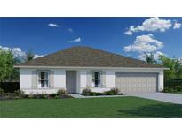 Single-story home with light-colored walls, gray roof, and a two-car garage at 137 Sparrow Ct, Poinciana, FL 34759