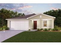 One-story home with a two-car garage and landscaped lawn at 401 Baltic Ct, Poinciana, FL 34759