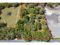 Aerial view of wooded lot at 26711 County Road 33, Groveland, FL 34736