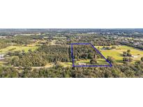 Aerial view showing a large lot of land surrounded by trees and fields at 5011 Griffin View Dr, Lady Lake, FL 32159