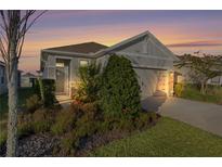 Charming single-story home with a welcoming front entrance and landscaped yard at sunset at 5300 Sunshine Dr, Wildwood, FL 34785