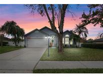 Gray house with white garage door, landscaping, and American flag at 76 Zachary Wade St, Winter Garden, FL 34787