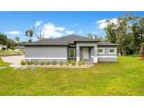 Newly built home with gray exterior, landscaping, and driveway at 1896 12Th St, Orange City, FL 32763