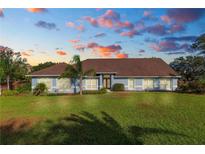 Single-story home with a large yard, brown roof and light blue exterior at 3445 Ewell Rd, Lakeland, FL 33811