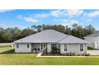 Single-story house with a grey exterior and landscaped yard at 4510 Roundup Dr, Polk City, FL 33868