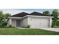 One-story home with gray siding, black roof, and attached two-car garage at 1839 Daystar Dr, Haines City, FL 33844