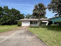 Single story home with a carport and palm trees in the front yard at 535 S Peninsula Ave, New Smyrna Beach, FL 32169
