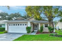 Tan house with white garage door and landscaped lawn at 1033 Deer Springs Rd, Port Orange, FL 32129