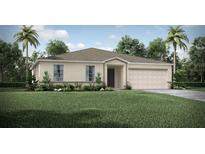 One-story house with attached garage, landscaping, and palm trees at 1631 Hanover Ave, Deltona, FL 32725