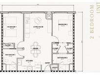 Two-bedroom floor plan with open living area and two full bathrooms at 4849 W Irlo Bronson Hwy # 309, Kissimmee, FL 34746