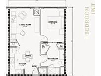 One bedroom unit floor plan, showing kitchen, living room, bathroom, and bedroom layouts at 4849 W Irlo Bronson Hwy # 503, Kissimmee, FL 34746