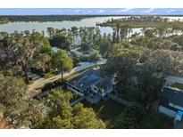 Aerial view showcasing a charming house near the lake at 635 Butler St, Windermere, FL 34786