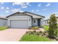 One-story house with gray siding, brick driveway and landscaping at 1925 Harrods Pl, Haines City, FL 33844