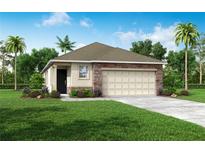 One-story home with stone accents and a two-car garage at 5575 Maddie Dr, Haines City, FL 33845