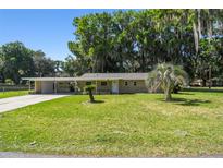 Ranch-style home with carport and lush lawn at 1009 Loves Point Dr, Leesburg, FL 34748