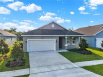Gray house with white garage door and landscaping at 524 Ellie Ct, Apopka, FL 32703