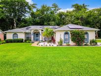 Charming single-story home with lush lawn, solar panels and landscaped yard at 3769 Grove View Ln, Port Orange, FL 32129