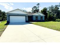 Newly built home with a two-car garage and spacious lawn at 1312 Hillsborough Ct, Poinciana, FL 34759