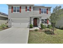 Two-story house with gray siding and red shutters at 209 Sofia Ln, Lake Alfred, FL 33850