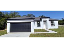 New construction home with a black garage door at 1459 Sarasota Dr, Kissimmee, FL 34759