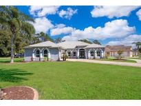 Two-story home with a landscaped yard and palm trees at 12009 Eagle Point Ct, Leesburg, FL 34788