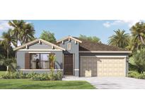 One-story home with a gray exterior and beige garage at 1238 Limbali St, Mount Dora, FL 32757