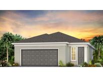 Single-story home with gray garage door and neutral exterior at 2322 Lily Bloom Rd, St Cloud, FL 34771