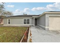 Newly constructed home with a landscaped lawn and attached garage at 359 Marquee Dr, Kissimmee, FL 34758