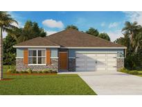One-story home with two-car garage and stone accents at 33468 Copper Hill Way, Sorrento, FL 32776