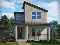 Two-story modern home with dark metal roof and small front porch at 5015 Railroad Vine Aly, Winter Garden, FL 34787