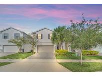 Two-story house with gray siding, landscaping, and a paved driveway at 2468 Dubai St, Kissimmee, FL 34747