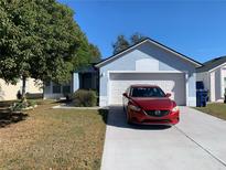 Cute one-story house with a two-car garage and a manicured lawn at 209 Curtis Ave, Groveland, FL 34736