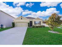 One-story house with green siding, gray roof and a two-car garage at 441 Tallow Wood Cir, Debary, FL 32713
