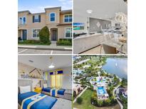 A collage showcasing the home's exterior, interior, bedroom, and community amenities at 1567 Carey Palm Cir, Kissimmee, FL 34747