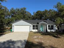 Newly built home with gray brick accents and a teal front door at 911 Pine Ave, Mount Dora, FL 32757