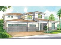 Two-story house with three-car garage and landscaped yard at 10421 Middlewich Dr, Orlando, FL 32832