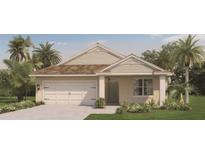 One-story home with beige siding, white garage door, and landscaped yard at 463 Taylor Groves Dr, Lake Wales, FL 33853
