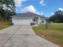Single-story home with a two-car garage and well-maintained lawn at 19 Cedar Dr, Ocala, FL 34472