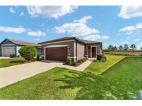Single-story home with brown garage door and green lawn at 6094 Sw 93Rd Cir, Ocala, FL 34481