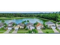 Community of homes near a lake with lush greenery at 973 Lake Berkley Dr, Kissimmee, FL 34746